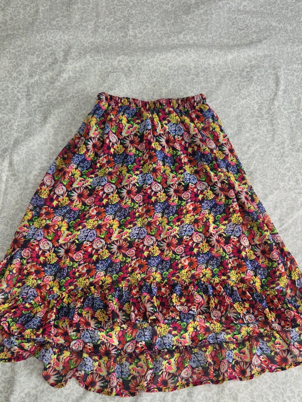 D-Signed Floral Tiered Maxi Skirt - Multicolor
